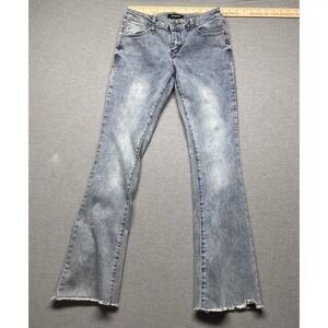 Fire & Rain Denim Flair Jeans Size 9 Raw Hem Blue Medium Wash Stretch